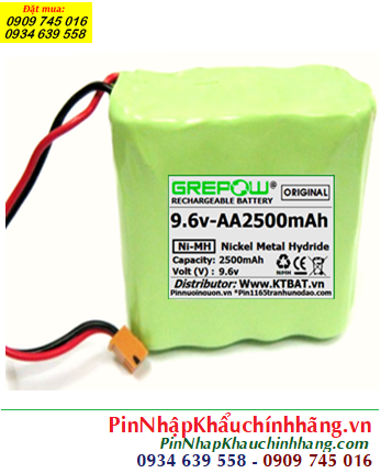 Pin sạc 9.6v-AA2500mAh, Pin sạc NiMh 9.6v-AA2500mAh, Pin GREPOW 9.6v-AA2500mAh chính hãng